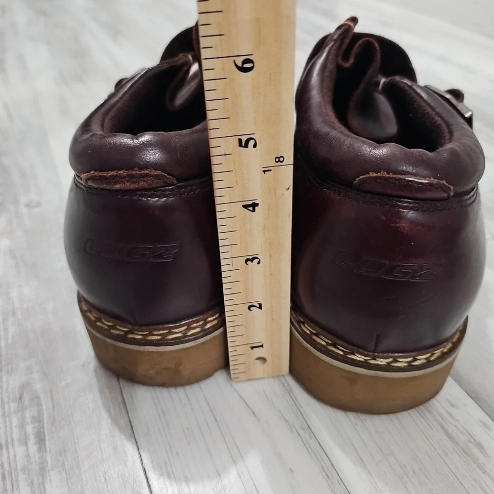 Lugz MRSL645 Men's Burgundy Brown Leather Monk Strap Moc Toe Loafers Size 12 Y2K